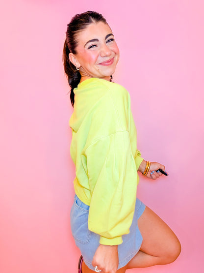 PUFF SLEEVE PLEATED TOP - CHARTREUSE