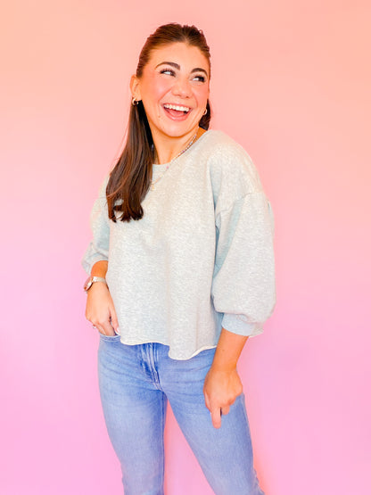 RAW EDGE 3/4 SLEEVE SWEATSHIRT