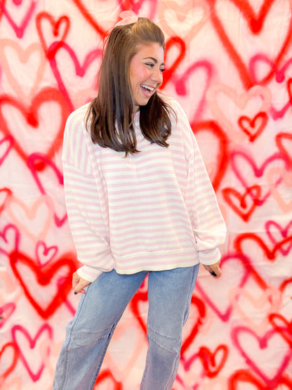 STRIPED DROP SHOULDER SWEATER