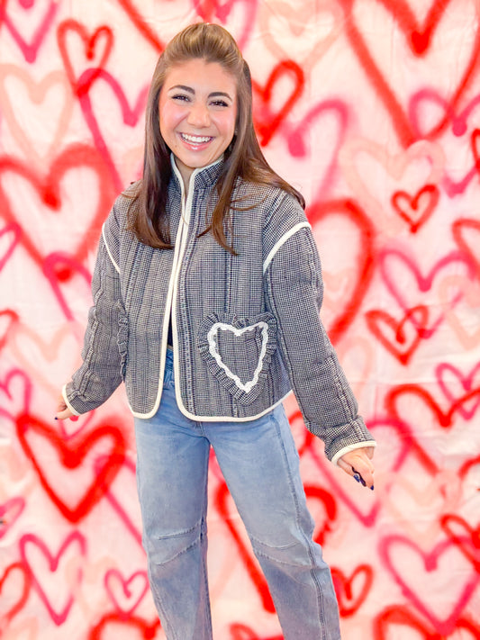 HEART POCKET QUILTED GINGHAM JACKET