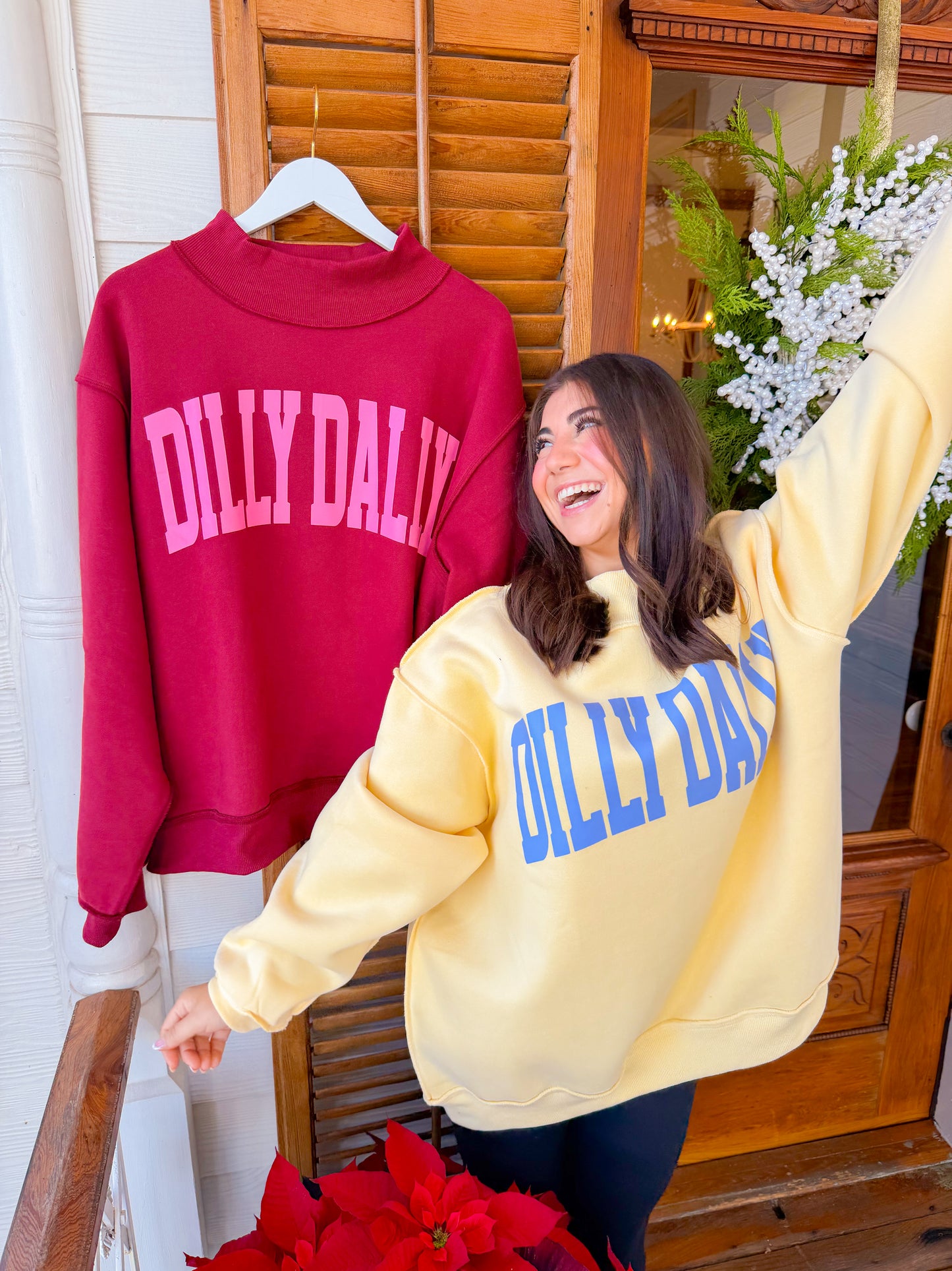 DILLY DALLY MOCKNECK SWEATSHIRT - YELLOW