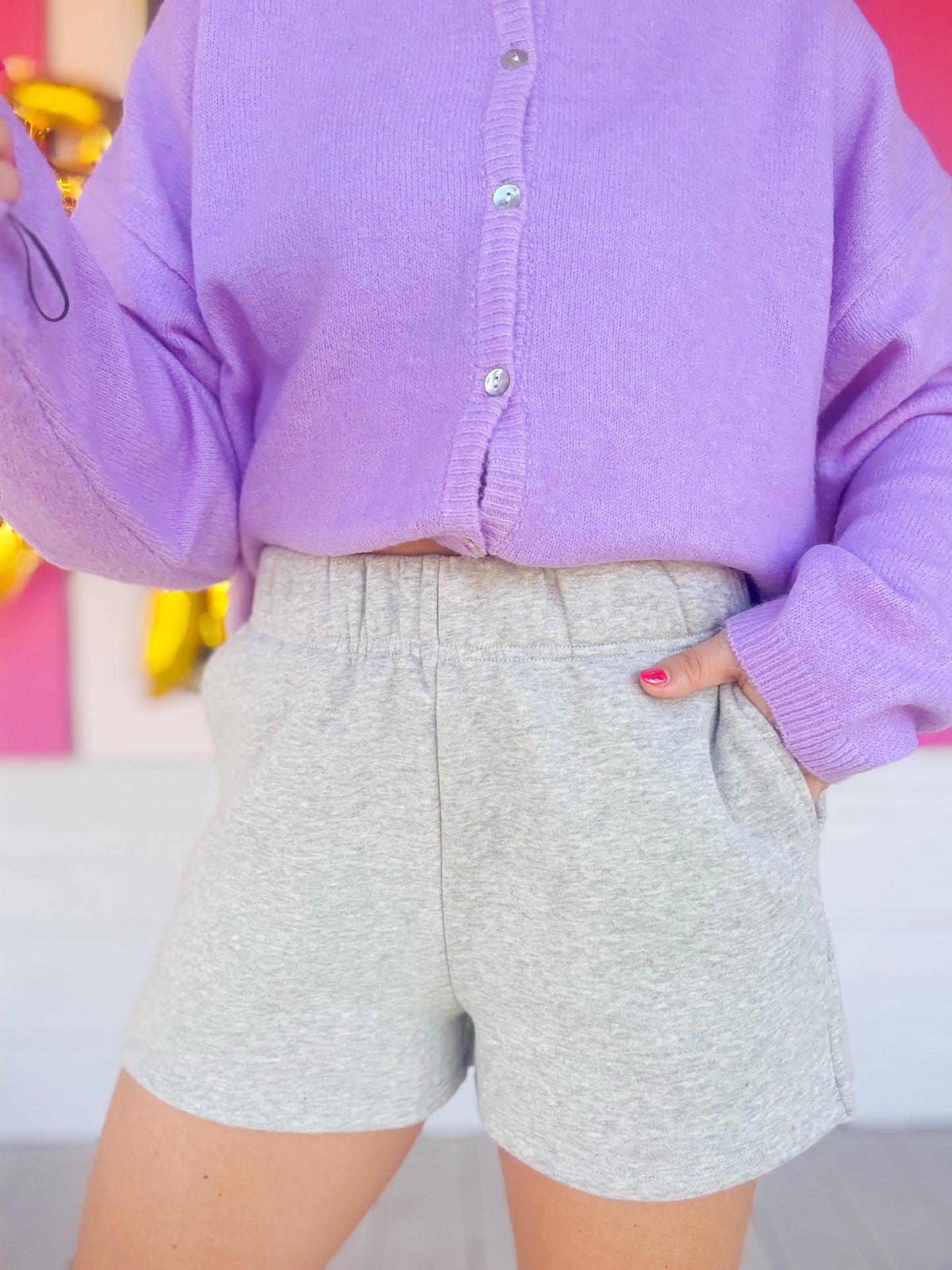 DOORBUSTER COZY FLEECE SWEAT SHORTS - GREY