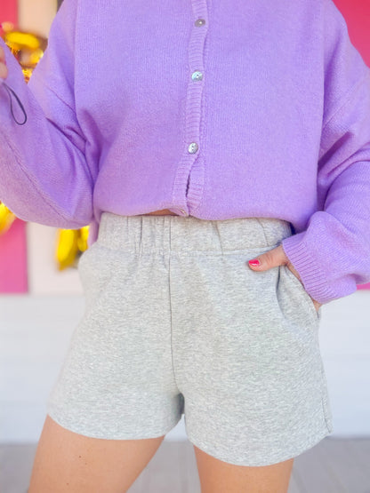 DOORBUSTER COZY FLEECE SWEAT SHORTS - GREY