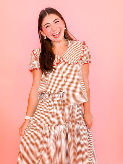 PETER PAN COLLAR BLOUSE + TIERED MAXI SKIRT SET