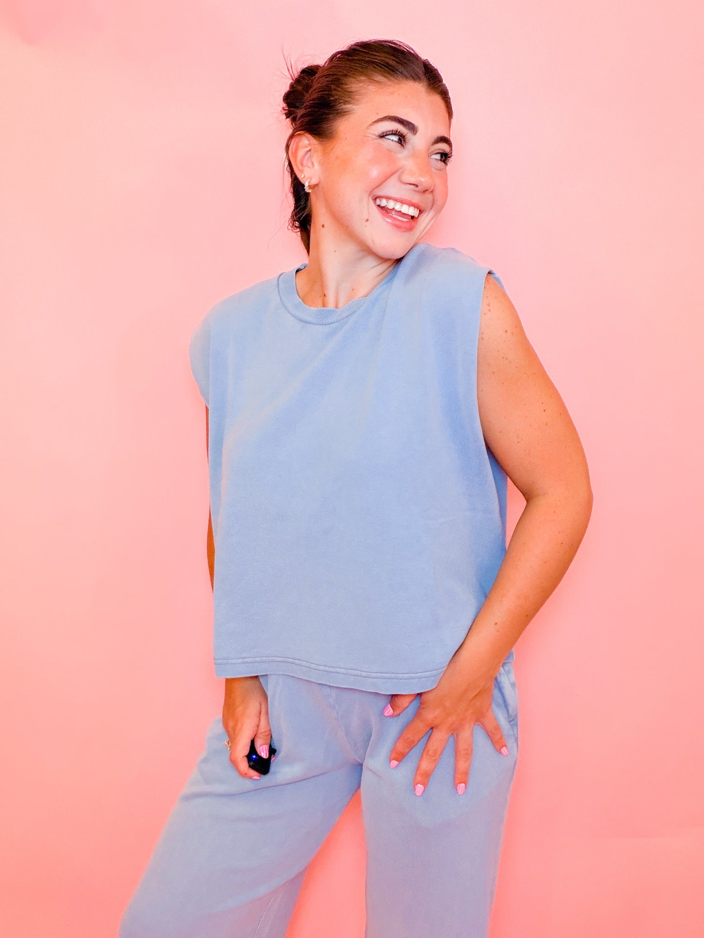 KNIT DENIM TANK