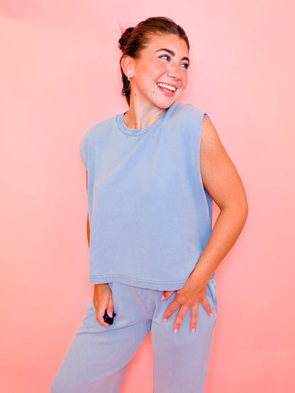 KNIT DENIM TANK