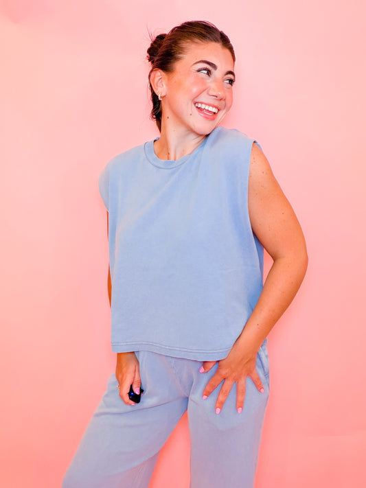 KNIT DENIM TANK