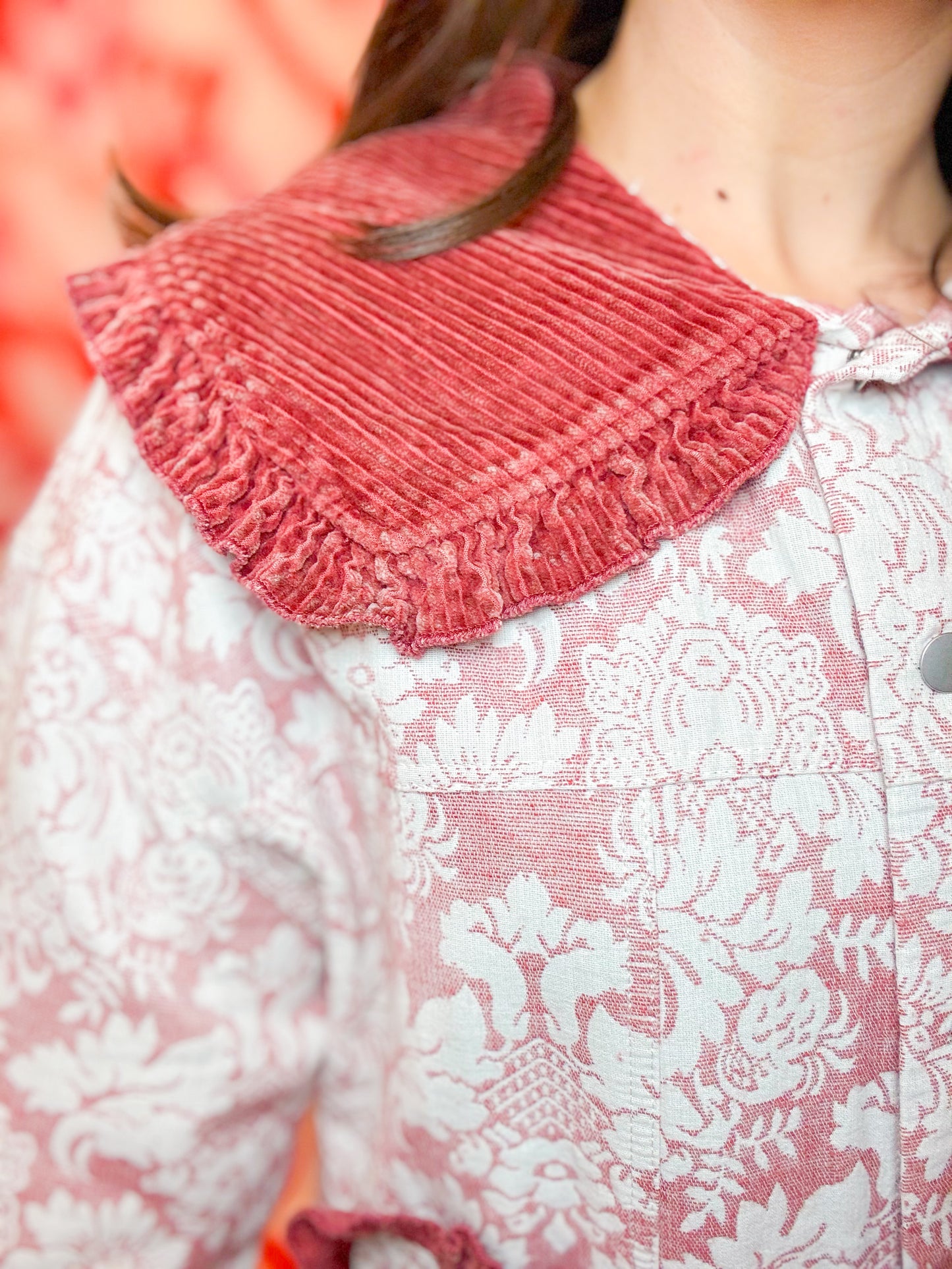 VINTAGE JACQUARD HEART POCKET JACKET
