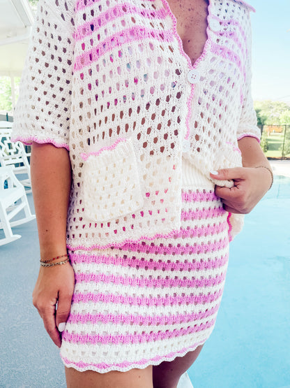 KNIT SWEATER TOP & SKIRT SET