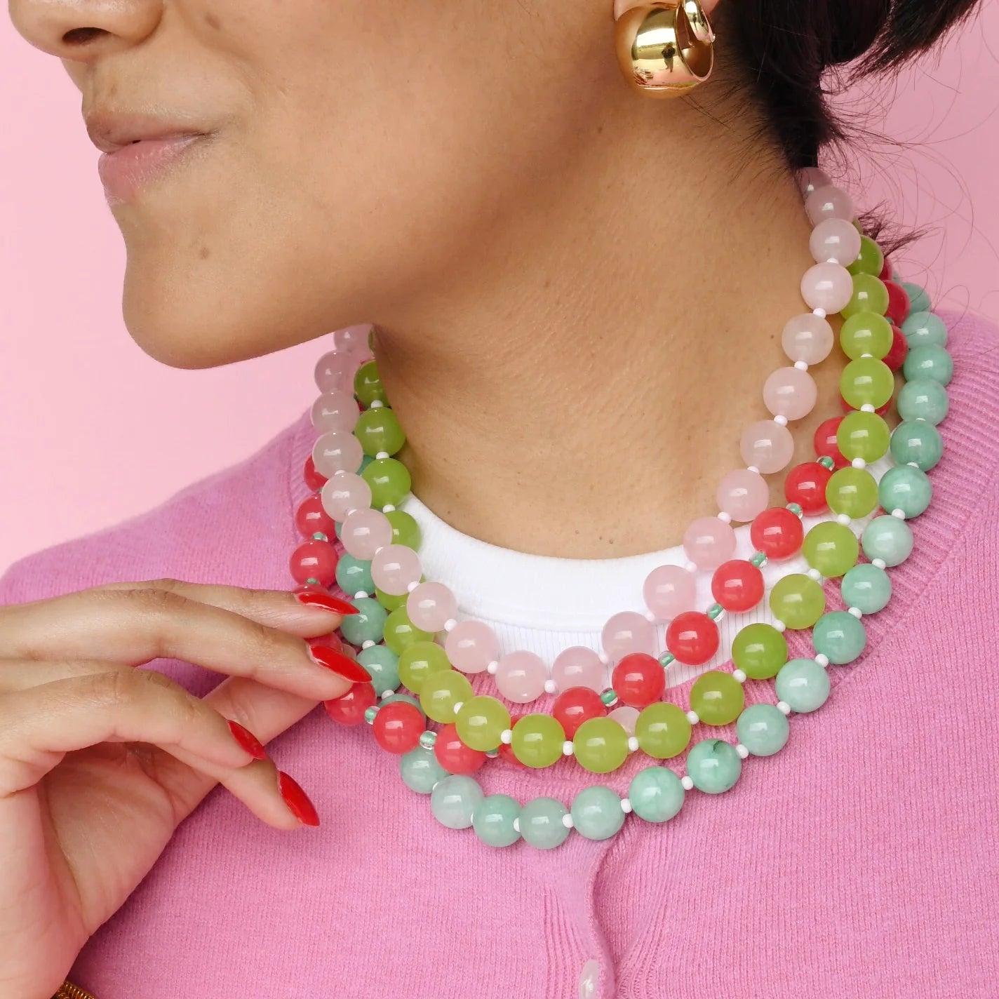 LOVE BIG NECKLACE LIGHT PINK