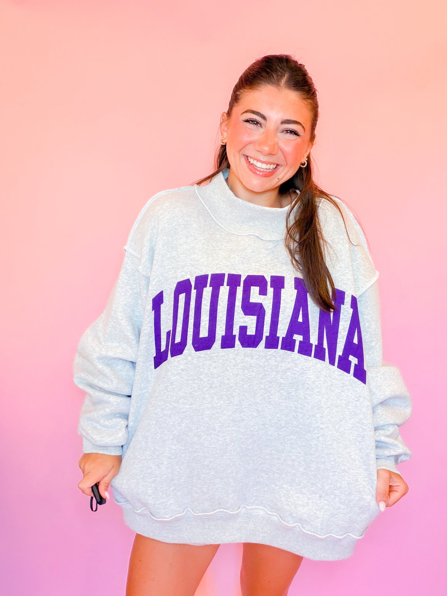 LOUISIANA/TIGERS REVERSIBLE MOCK NECK SWEATSHIRT