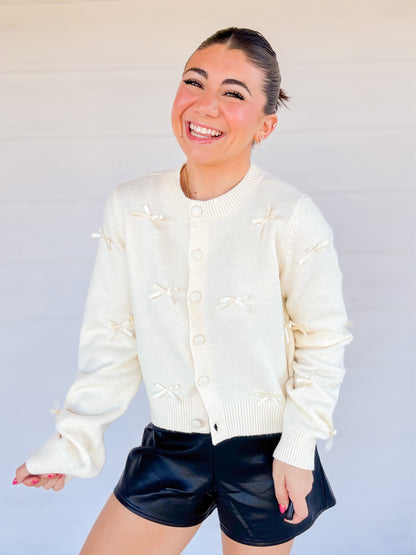 MINI BOW KNIT CARDIGAN