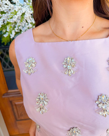 RHINESTONE TRIM SLEEVELESS MINI DRESS