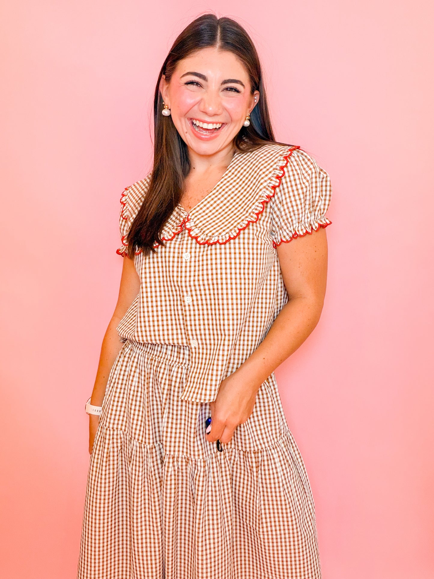 PETER PAN COLLAR BLOUSE + TIERED MAXI SKIRT SET