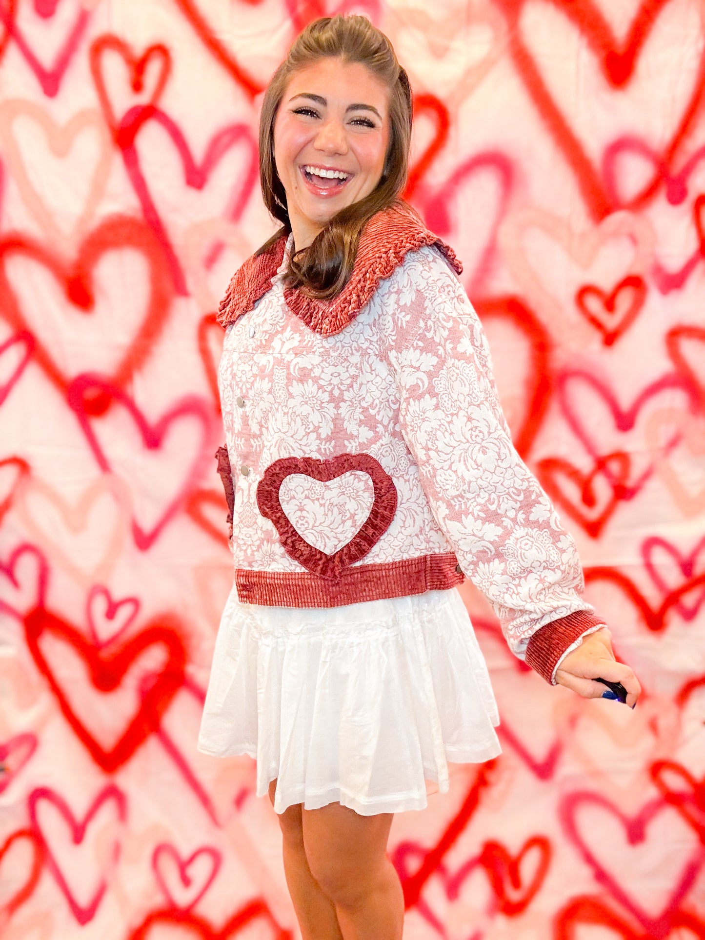 VINTAGE JACQUARD HEART POCKET JACKET