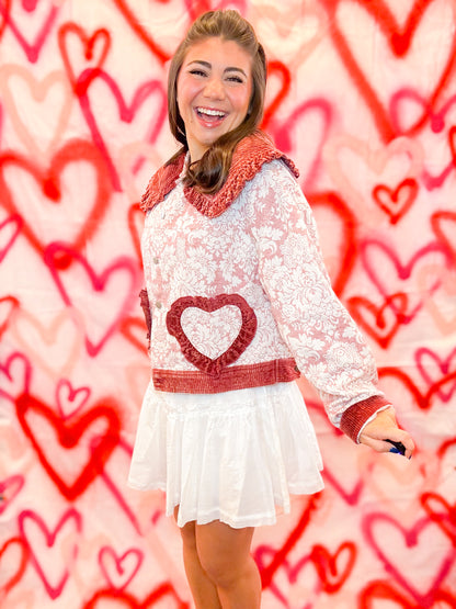VINTAGE JACQUARD HEART POCKET JACKET