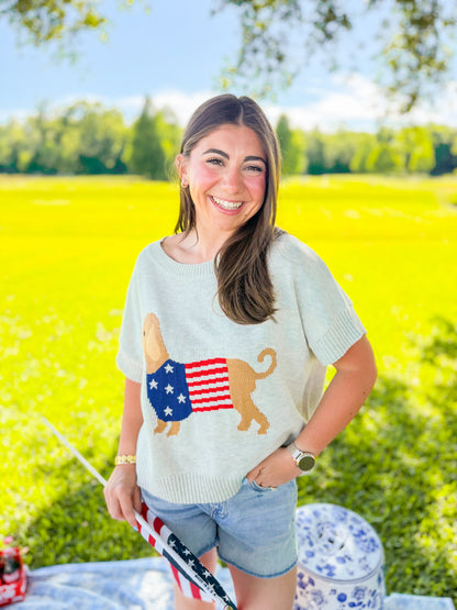 PATRIOTIC PUPPY CREWNECK SHORT SLV