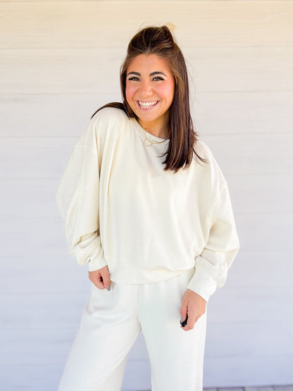 SOFT RIBBED RELAXED FIT SWEATSHIRT