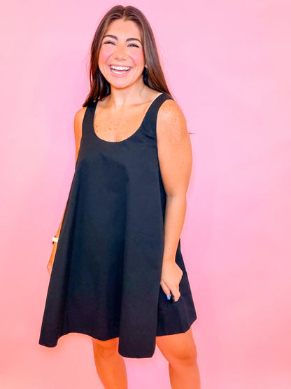 SLEEVELESS SWING DRESS - BLACK