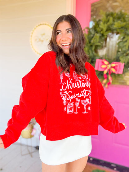 CHRISTMAS SPIRITS CROP SWEATSHIRT