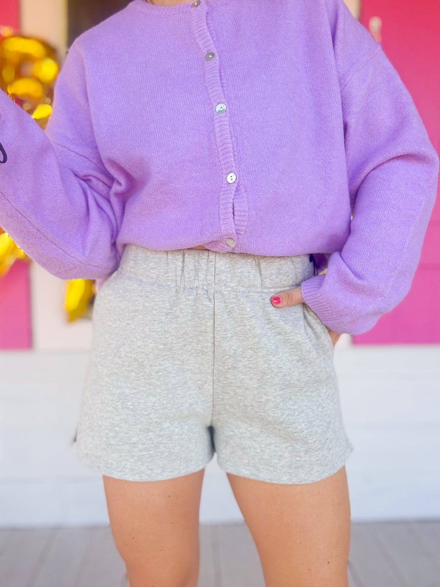 DOORBUSTER COZY FLEECE SWEAT SHORTS - GREY