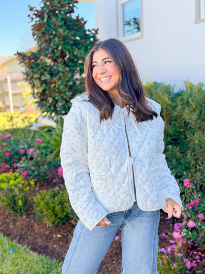 FLORAL CORDUROY QUILTED JACKET