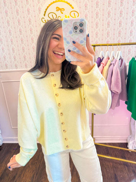 DAISY STRIPED BUTTON UP CARDIGAN