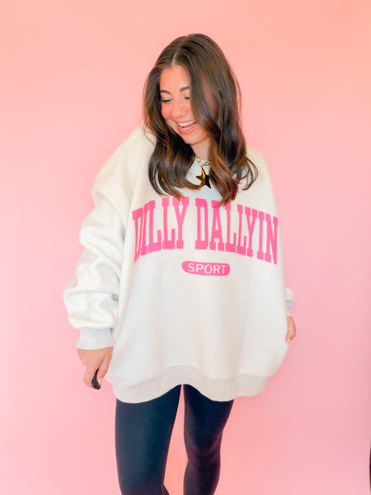 DILLY DALLYIN’ SPORT REVERSIBLE OVERSIZED SWEATSHIRT
