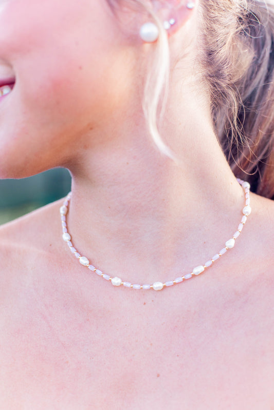 BEAD CHIC NECKLACE - LT PINK