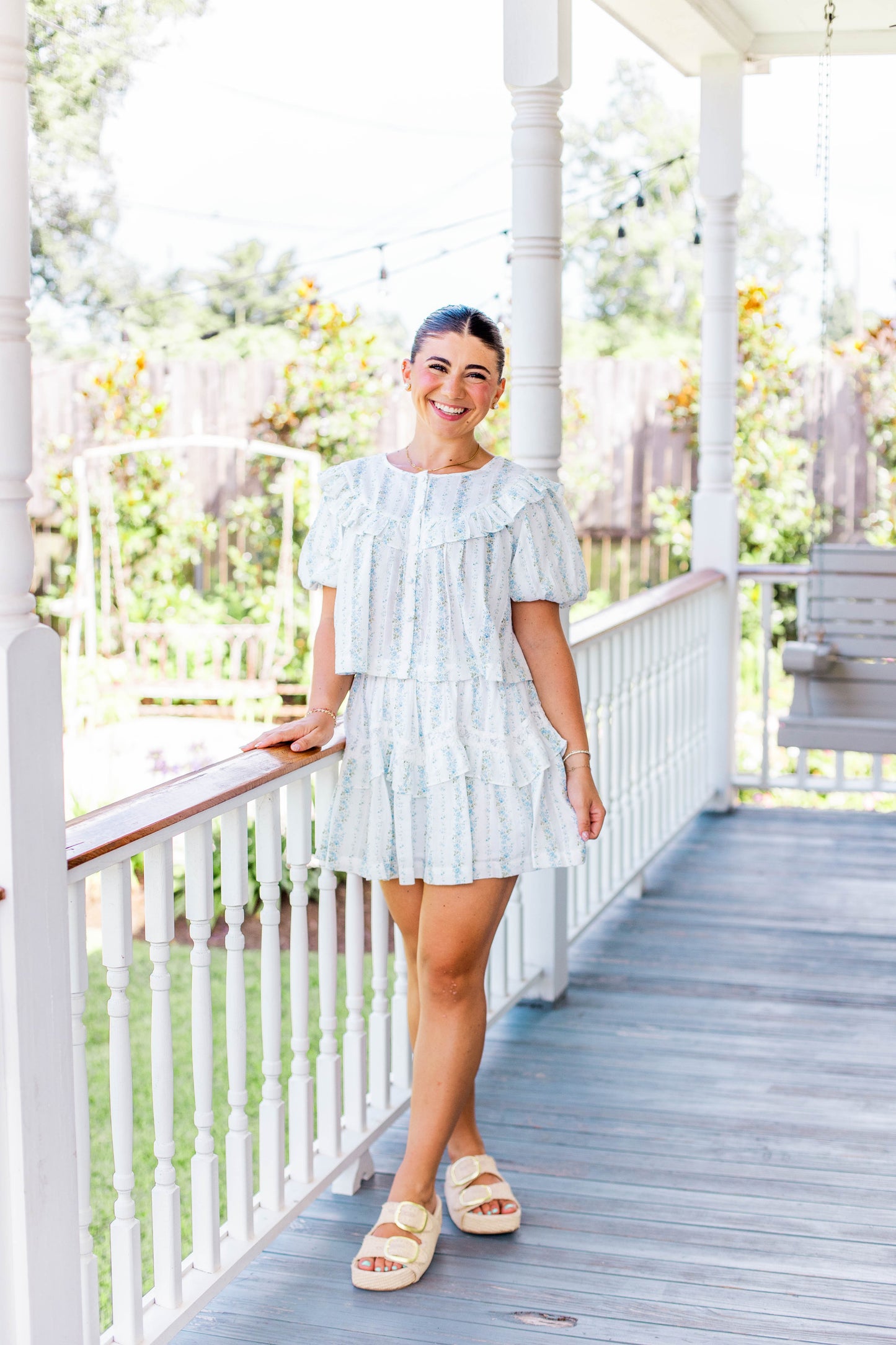 LACE TRIM RUFFLE TOP & SKIRT SET