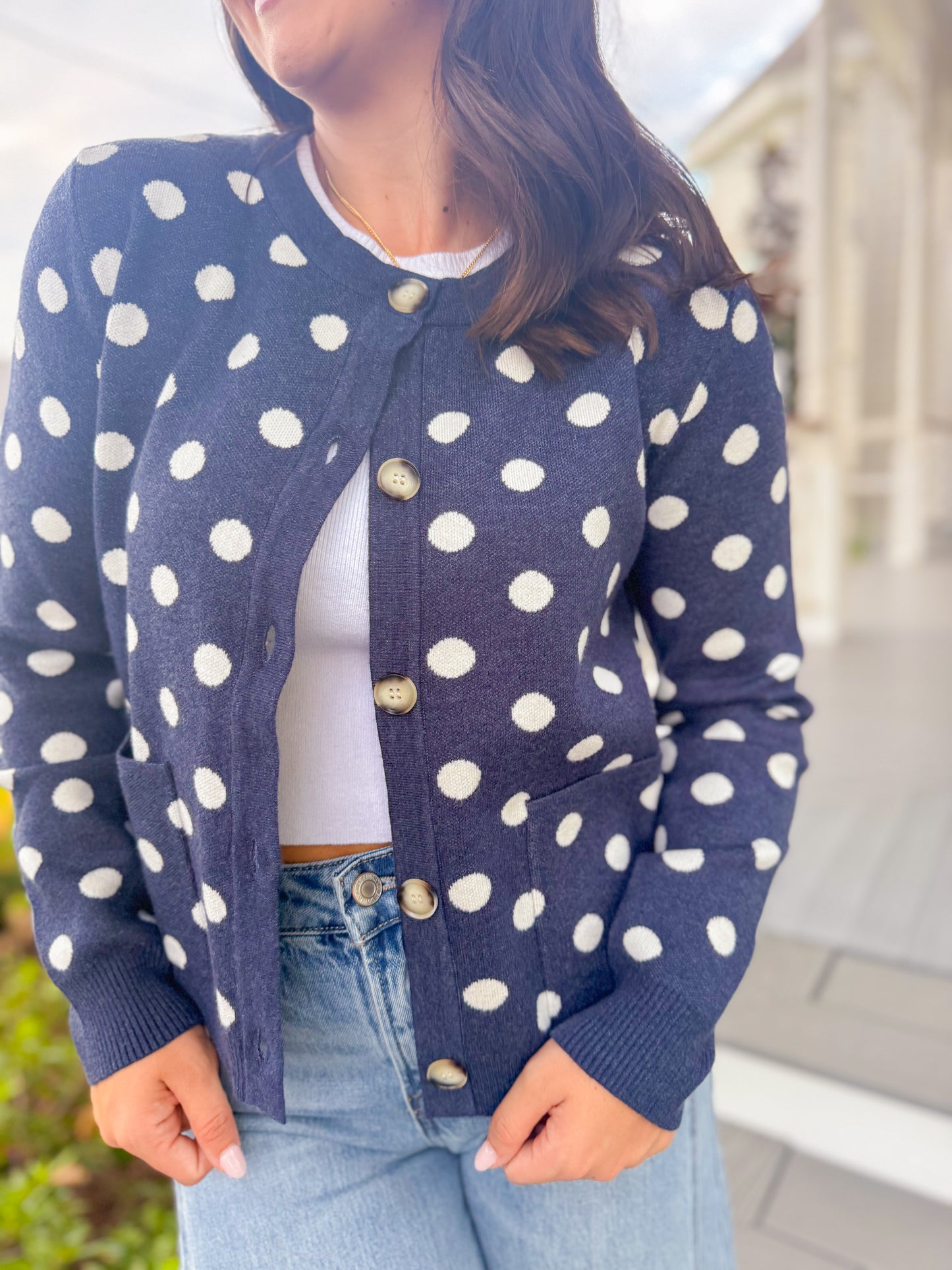 POLKA DOT SWEATER CARDIGAN