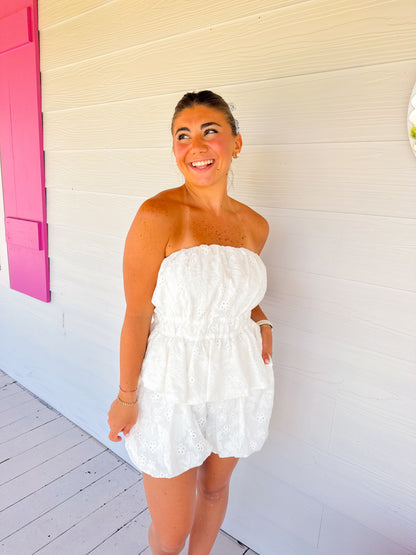 EYELET TUBE TOP & SHORTS SET