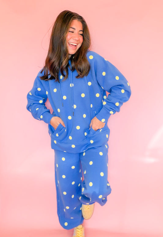 POLKA DOT SWEATSHIRT SET - BLUE/BUTTER
