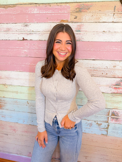 RIBBED LACE TRIM LONG SLEEVE