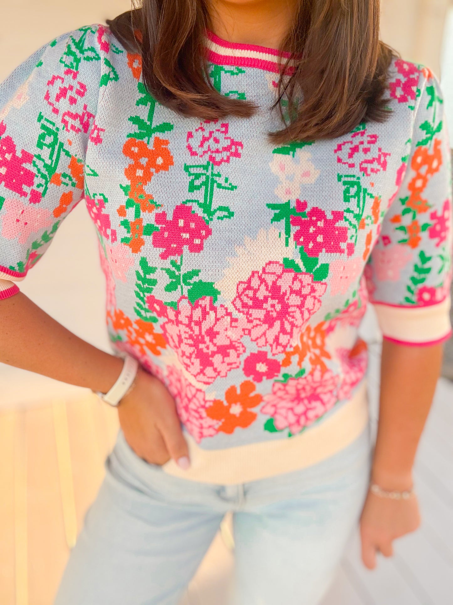 COLOR ME FLORAL KNIT TOP