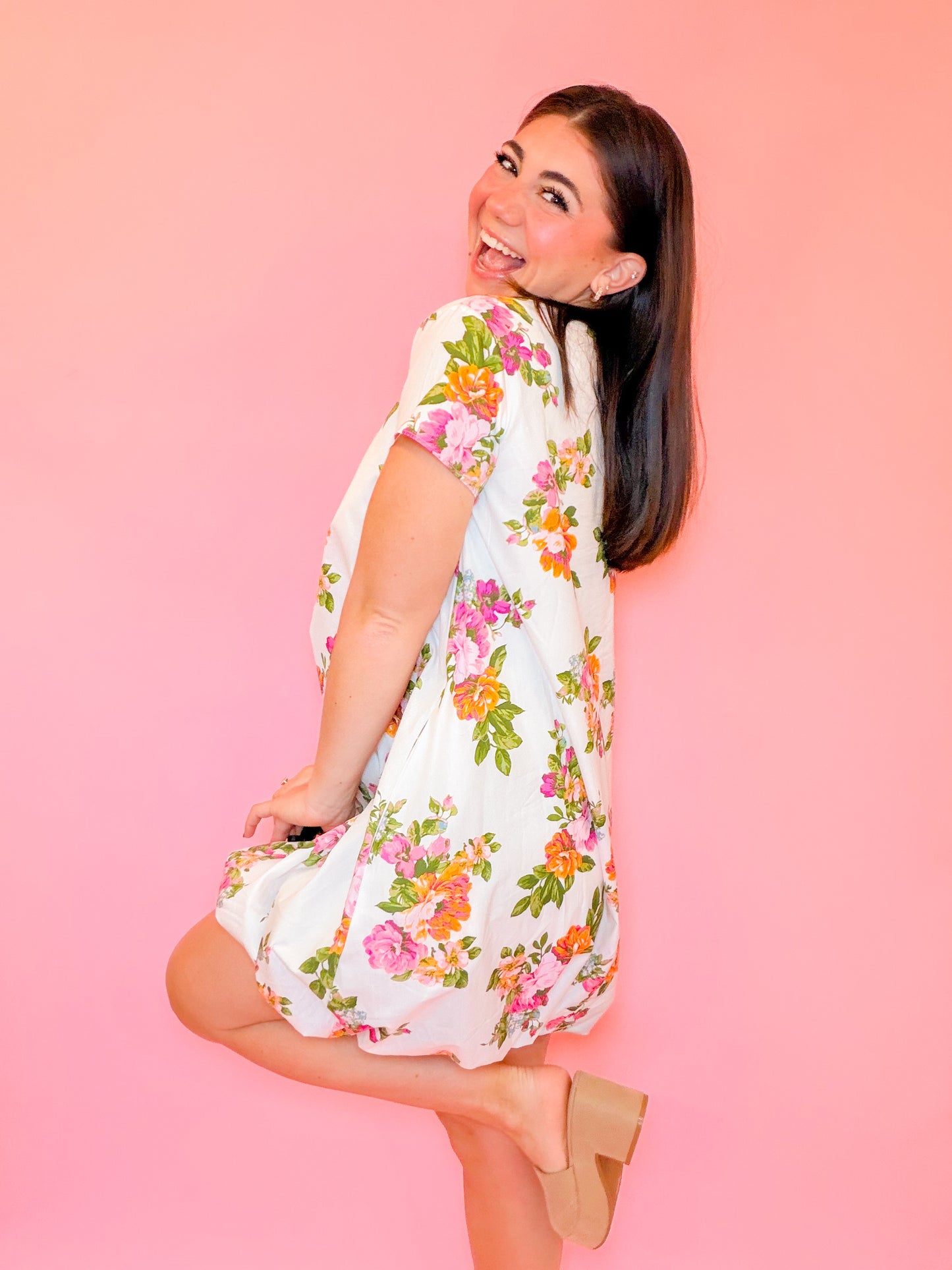 FLORAL BUBBLE SHORT SLV DRESS