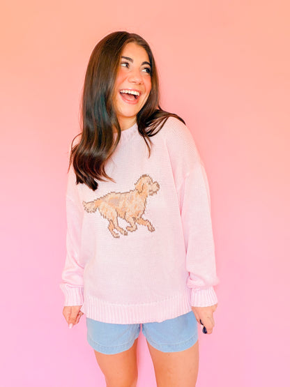 LONG SLEEVE CREW NECK RETRIEVER DOG SWEATER