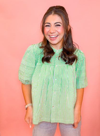 STRIPED PUFF SLEEVE TOP