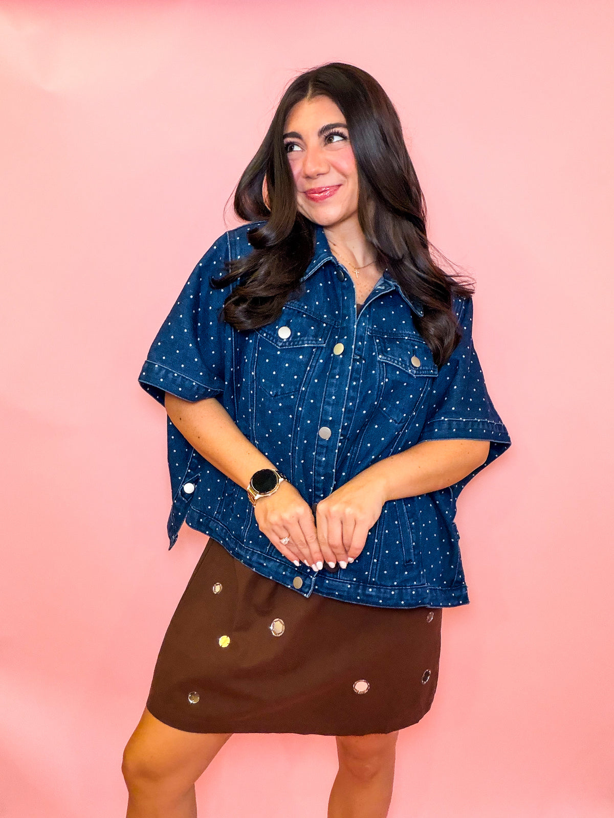 POLKA DOT PRINT CAPE JACKET