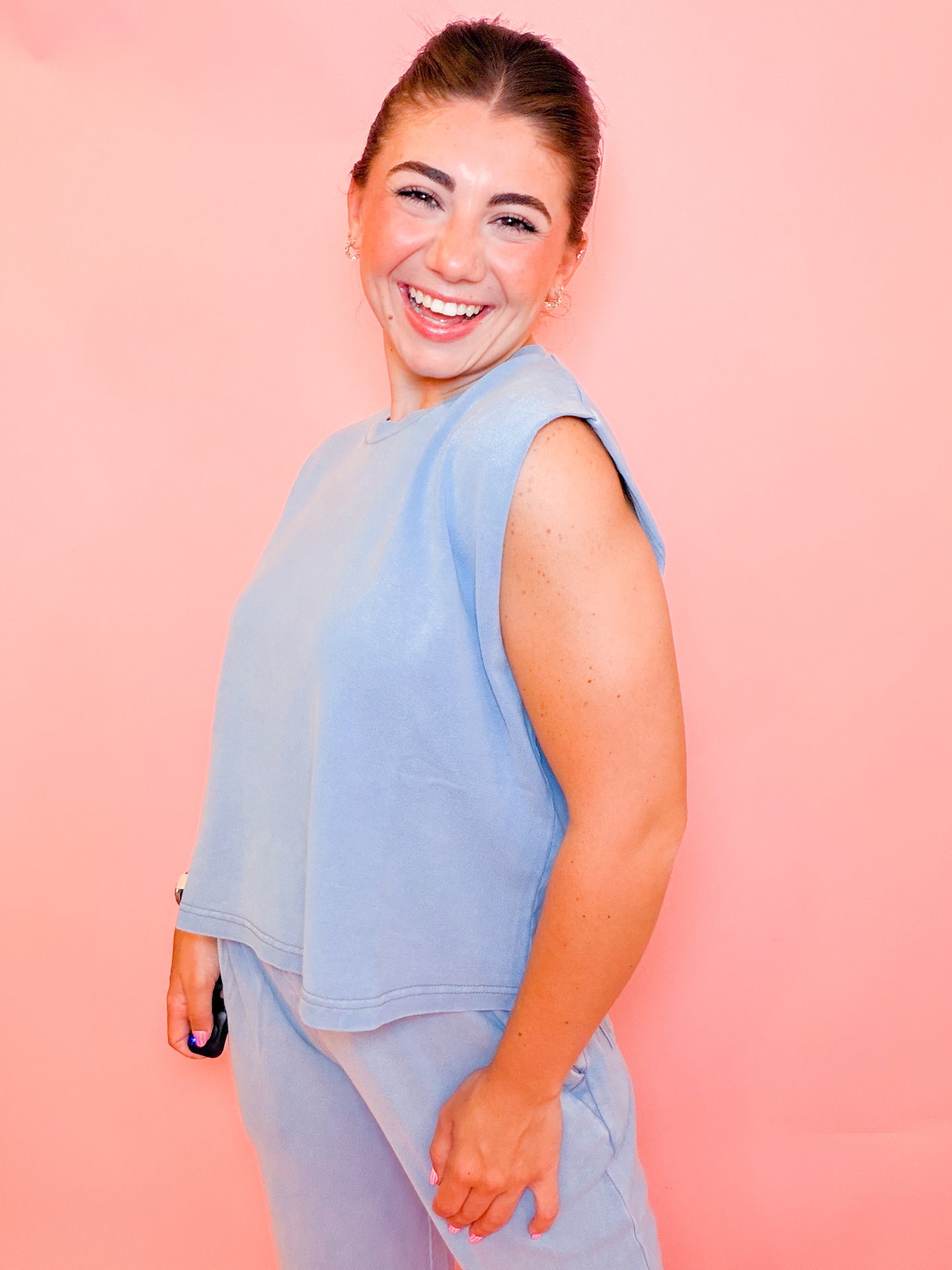 KNIT DENIM TANK