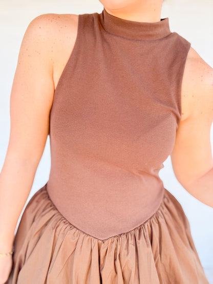 MOCK NECK BUBBLE MINI DRESS