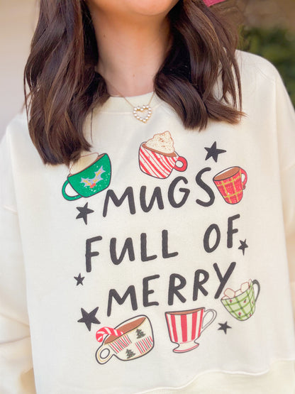 MUGS FULL OF MERRY CROP SWEATSHIRT