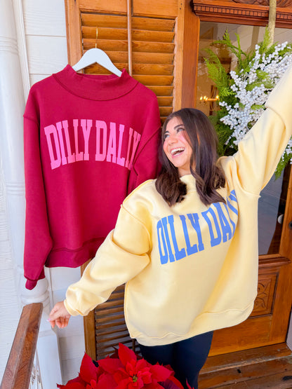 DILLY DALLY MOCKNECK SWEATSHIRT - BURGUNDY