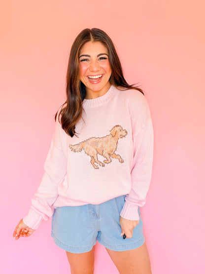 LONG SLEEVE CREW NECK RETRIEVER DOG SWEATER