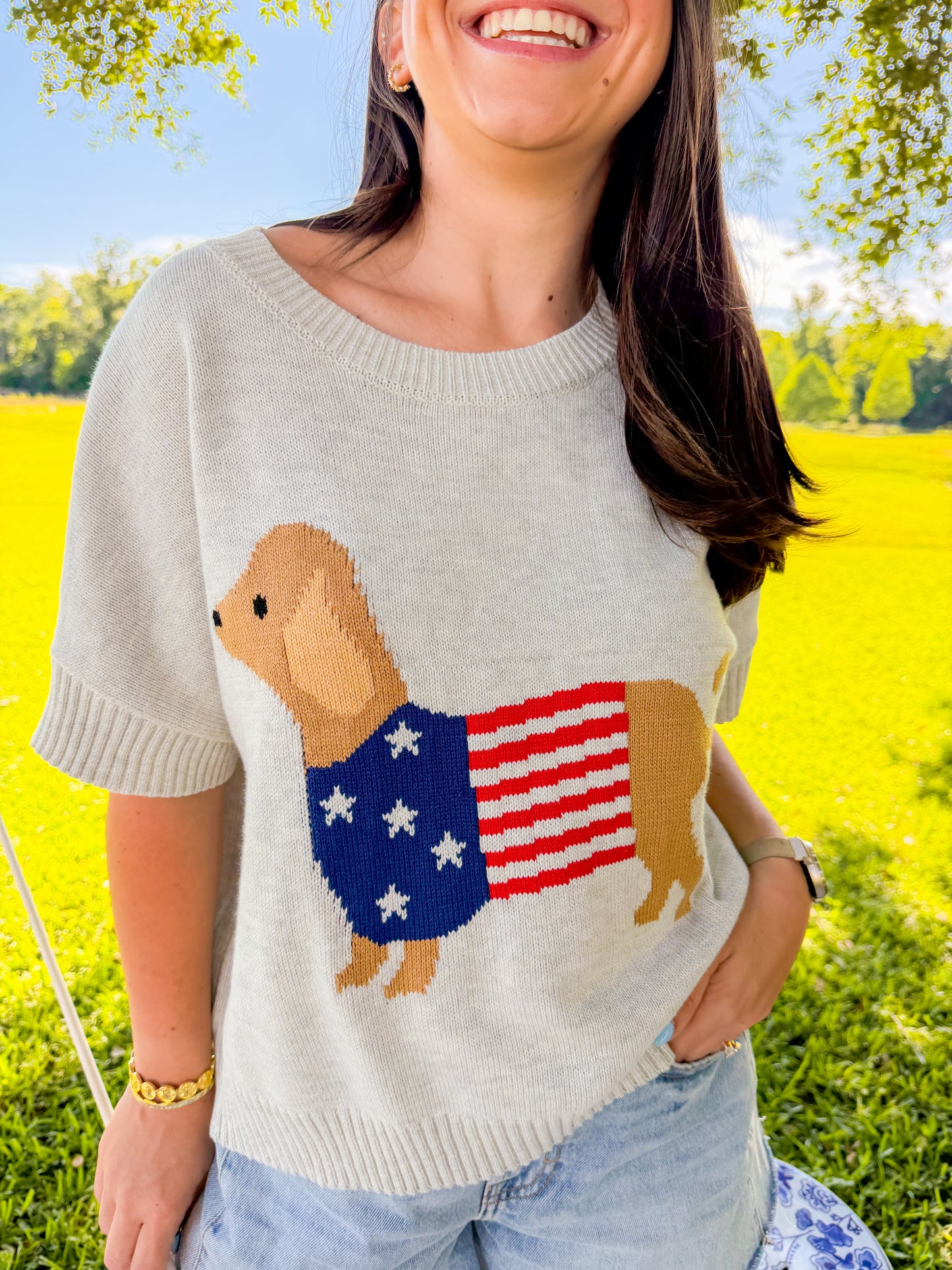 PATRIOTIC PUPPY CREWNECK SHORT SLV