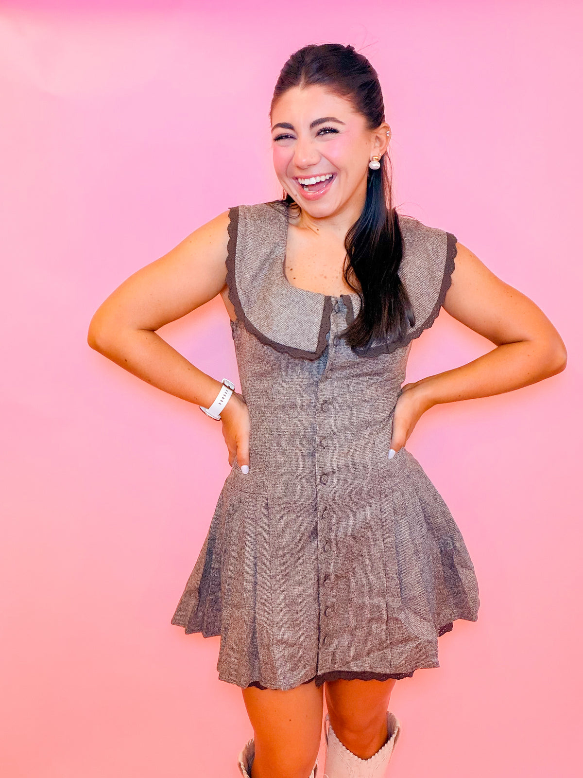MISHA COLLARED MINI DRESS