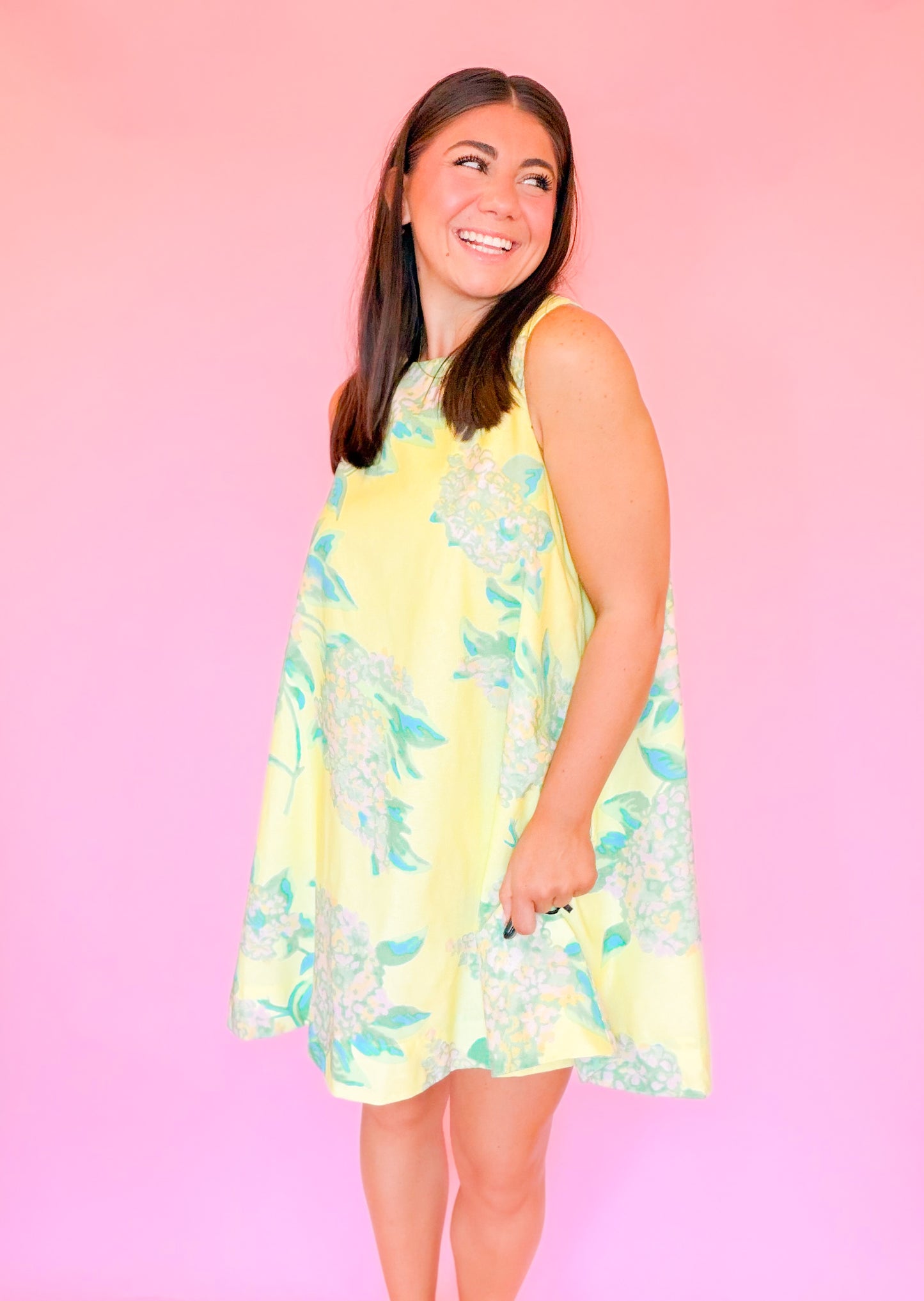 LIME PRINTED HALTER NECK SHIFT DRESS