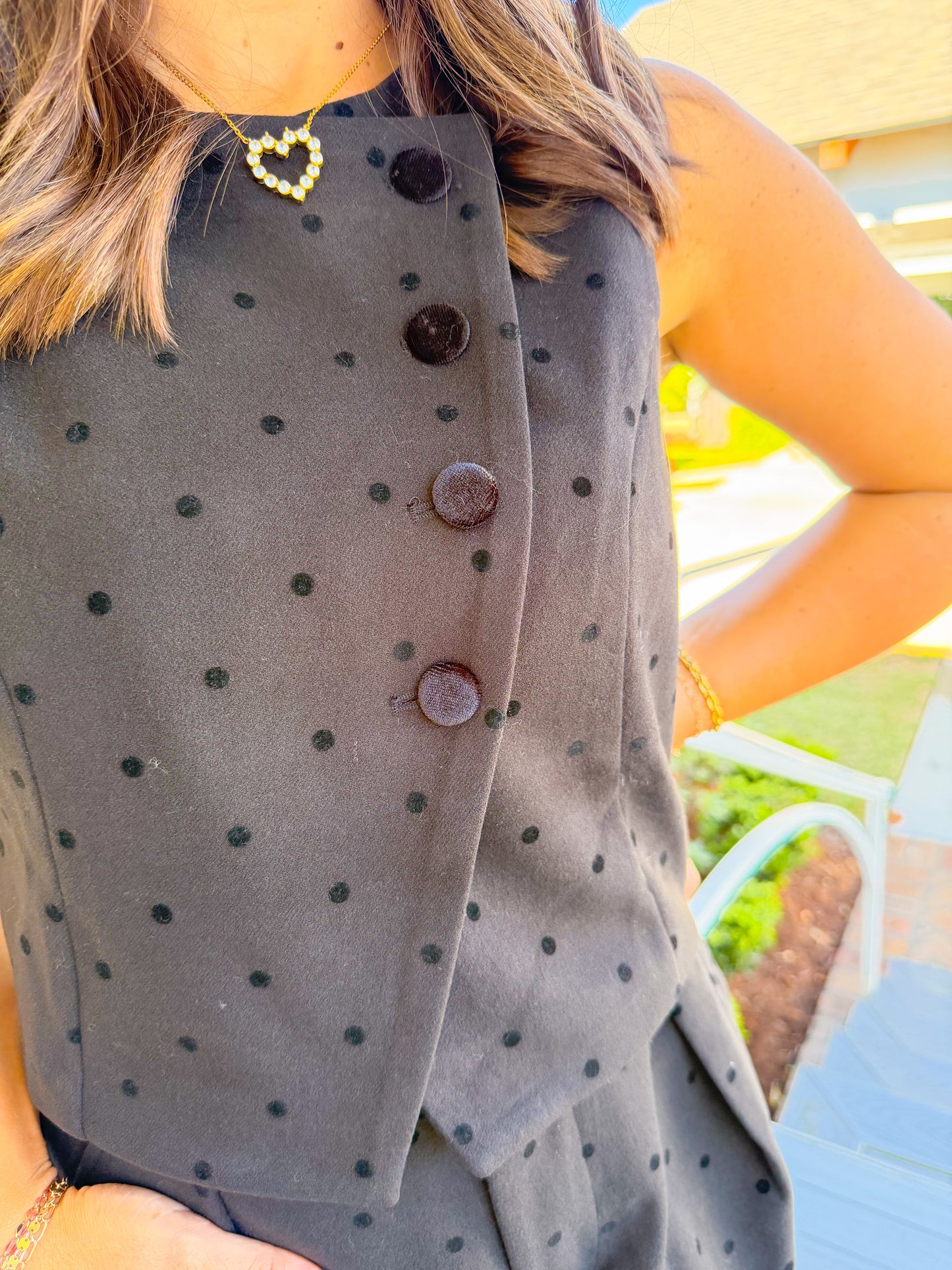 POLKA DOT VEST TOP & SHORTS SET