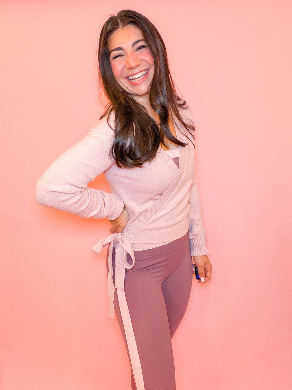WRAP KNIT CARDIGAN - LIGHT PINK