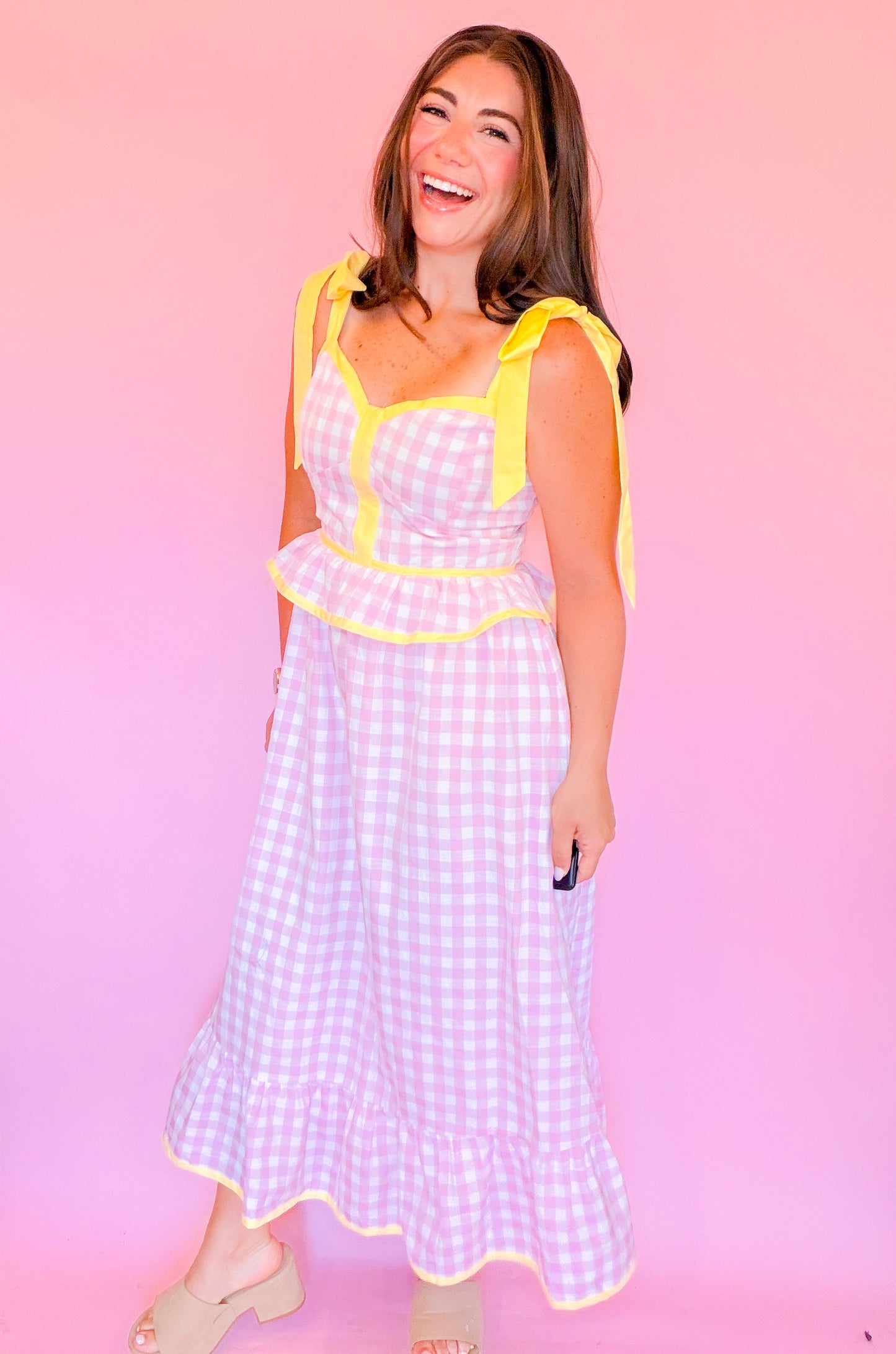 SWEETHEART GINGHAM MIDI DRESS